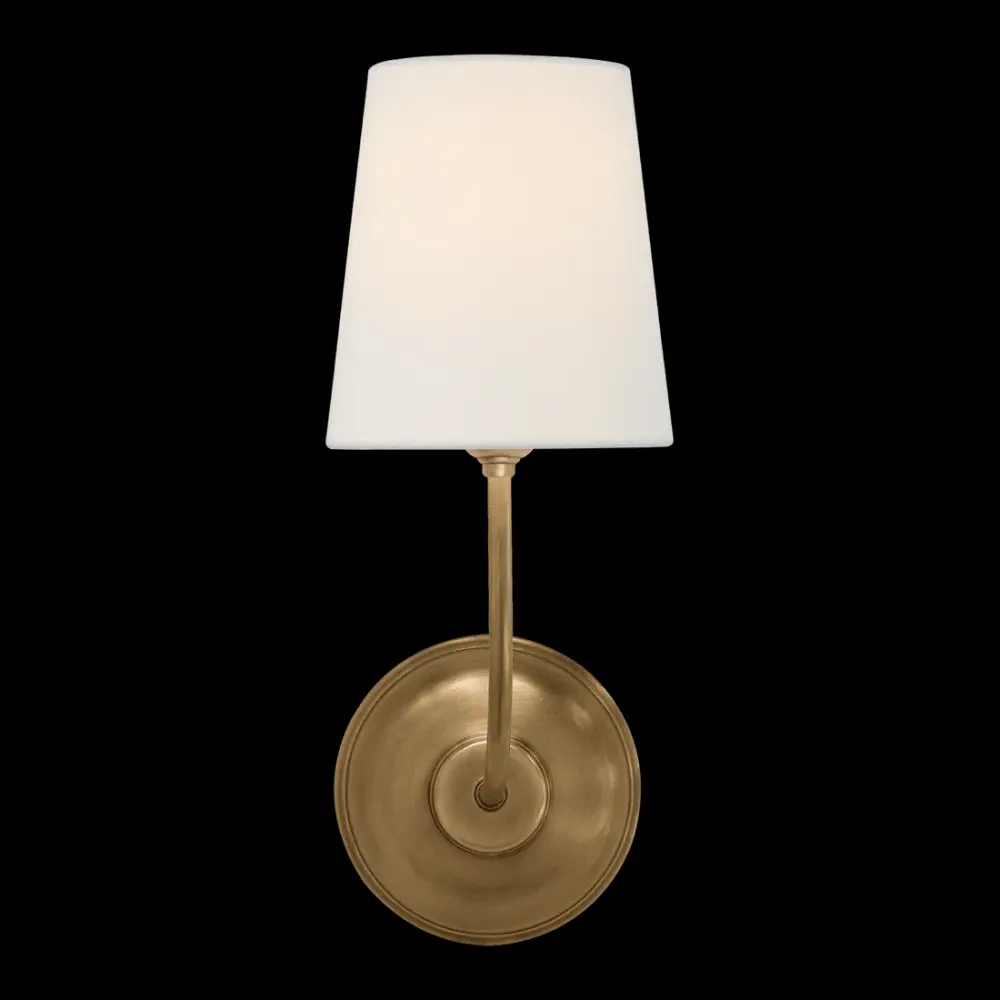Vendome Single Sconce - Antique Brass Flax Shade