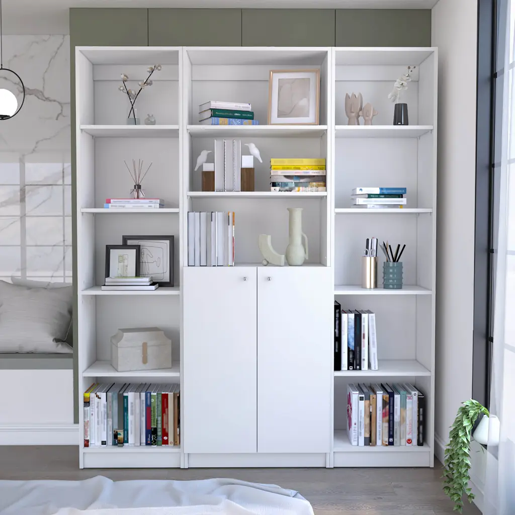 June 3 Piece Home Bookcase Set 60 Wide 13 Shelves And 2 Door Cabinets rta muebles colombia