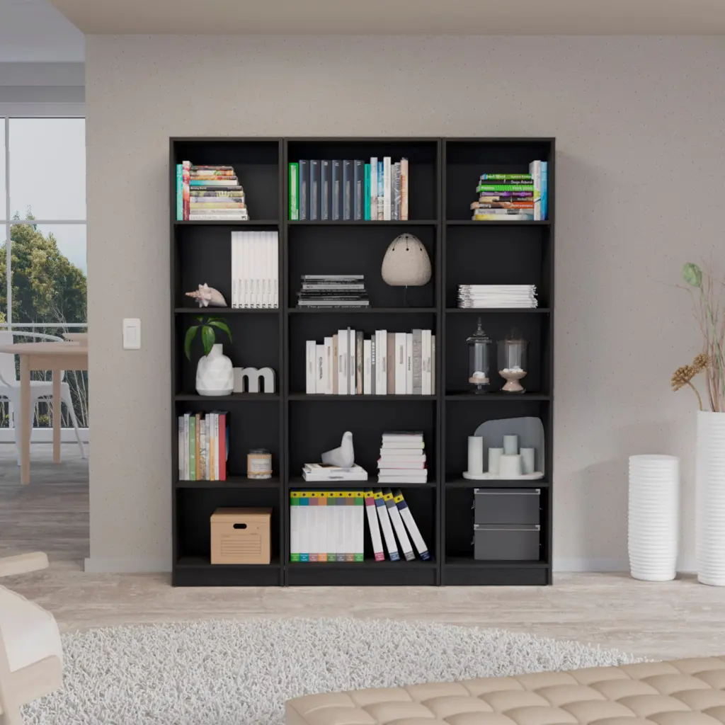 Bartow 3 Piece Home Bookcase Set, 60 Inch Wide 15 Shelves Living Room tuhome