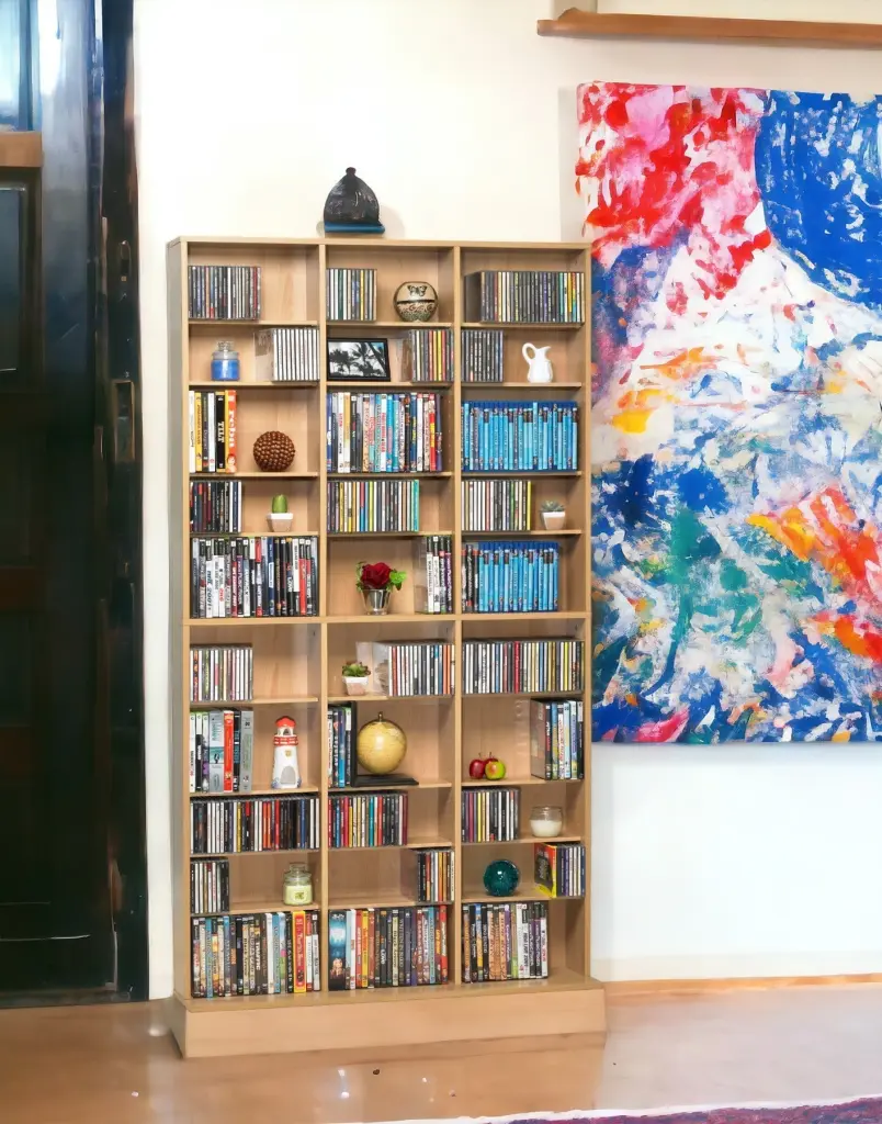 Media Shelving Unit 6 Fixed Shelves 30 Customizable Shelves Wide Base atlantic inc.