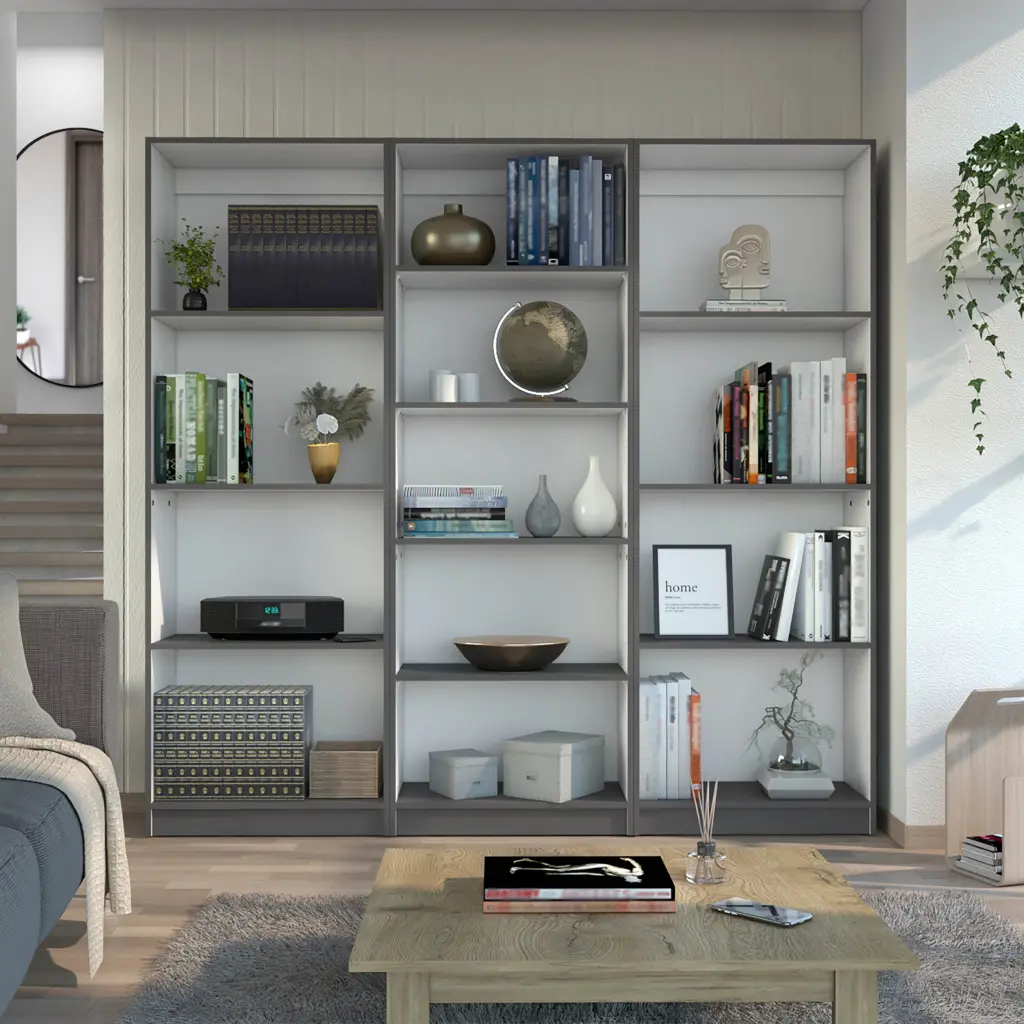Lainor 3 Piece Home Bookcase Set 74 Inch Wide 13 Shelves Living Room Storage tuhome