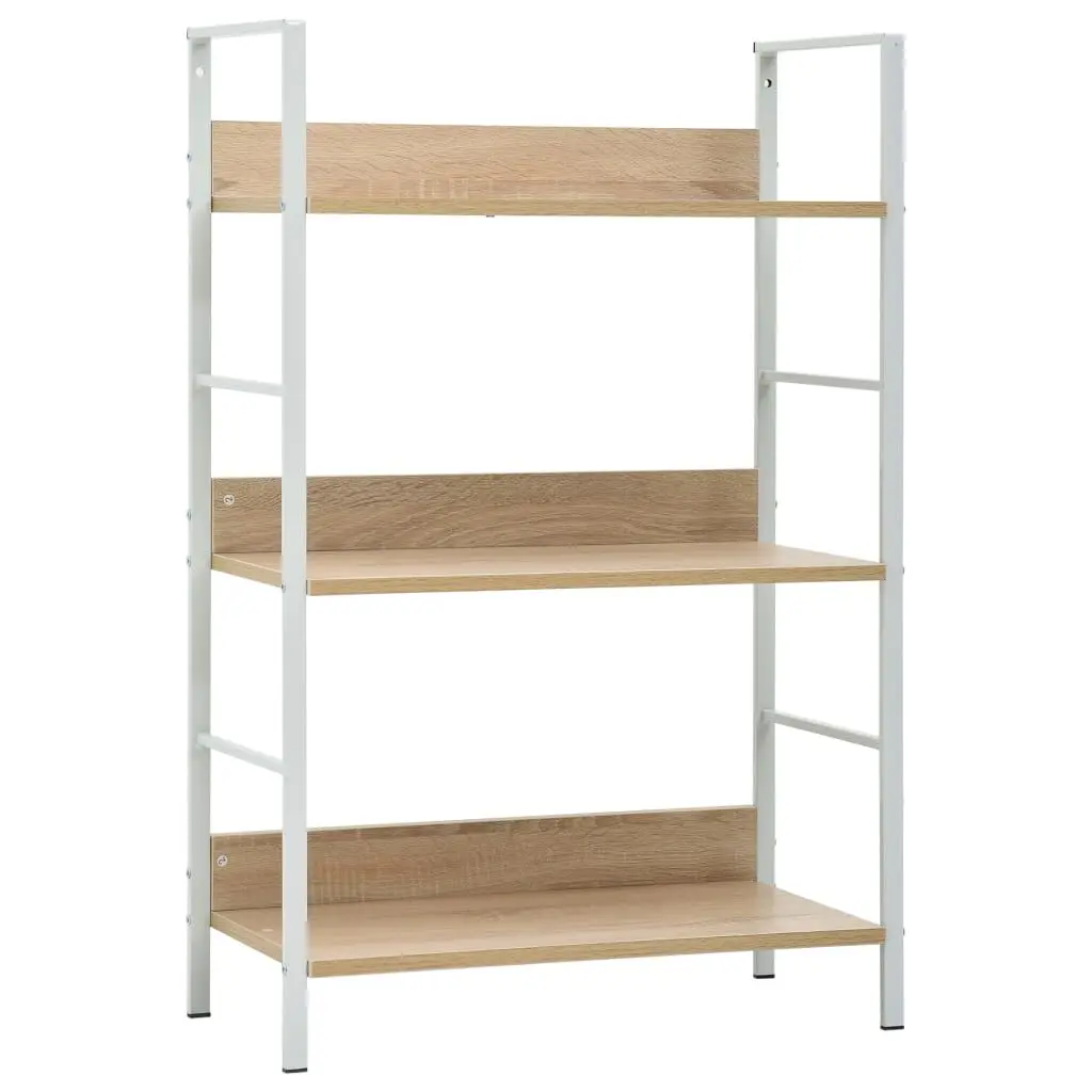 3-Layer Book Shelf Oak 23.6x10.9x35.6 Inches Engineered Wood Storage
