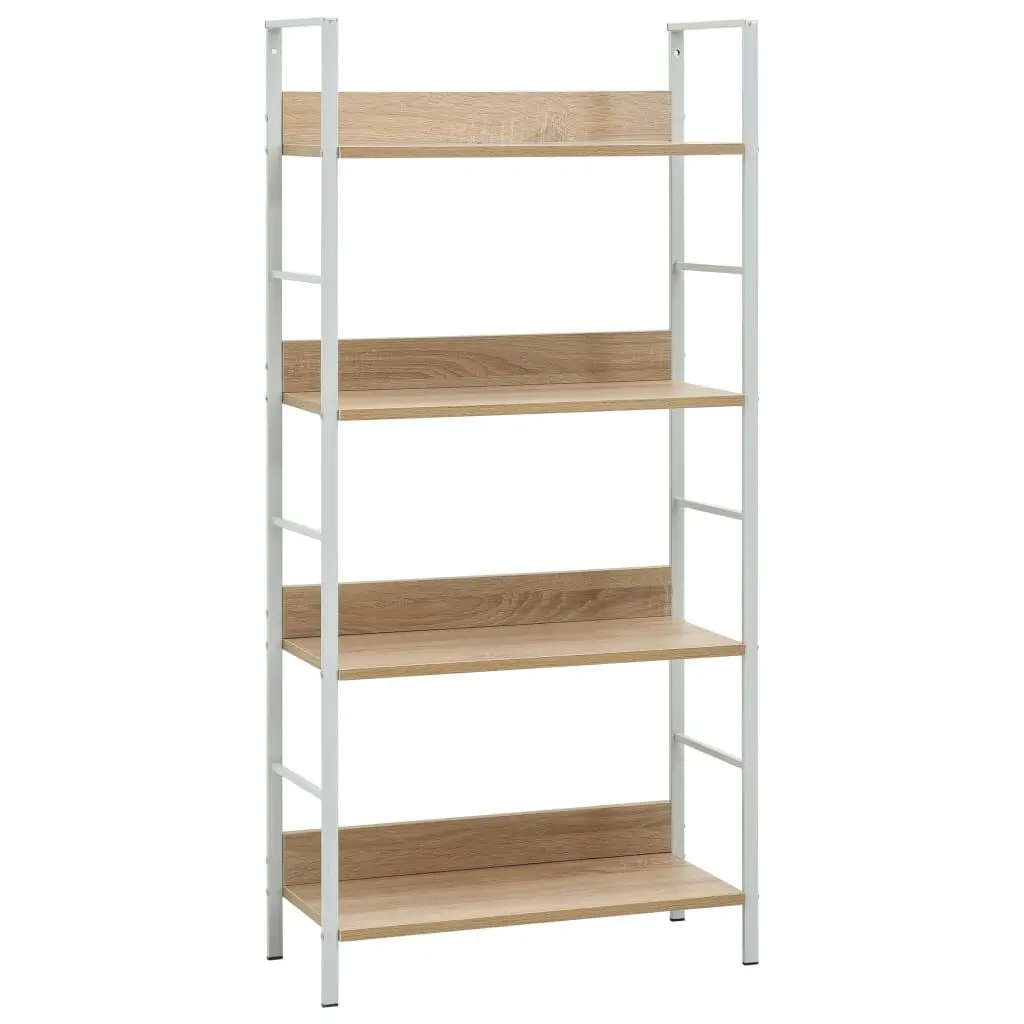 4-Layer Book Shelf Oak 23.6x10.9x49 Inches Engineered Wood Storage