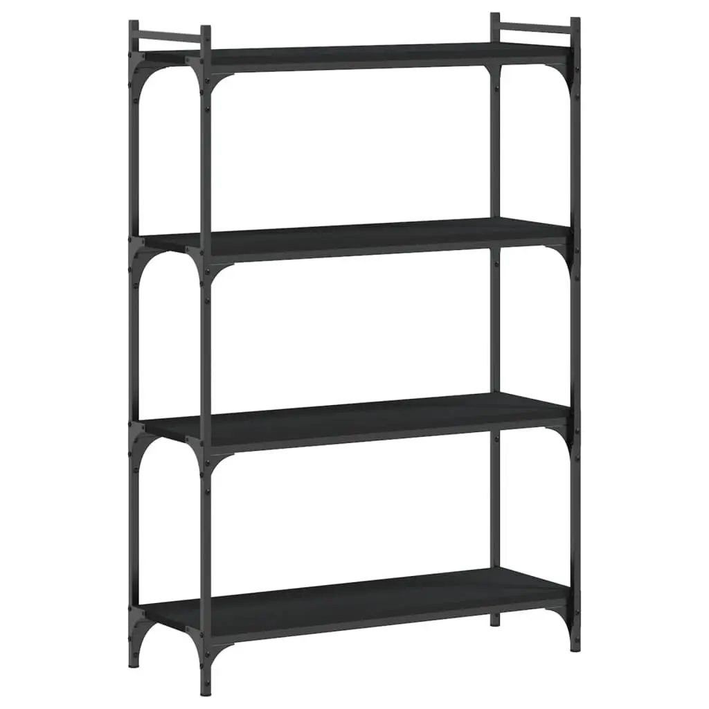 4-Tier Black Bookcase Engineered Wood 31.5x11.8x47.2 Inches