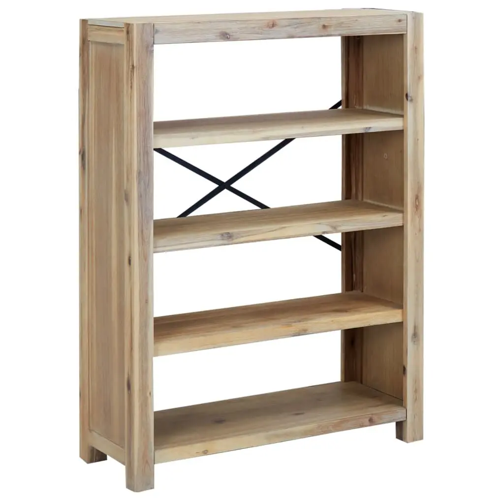 4-Tier Solid Acacia Wood Bookcase 31.5x11.8x43.3 Inches Modern Bookshelf