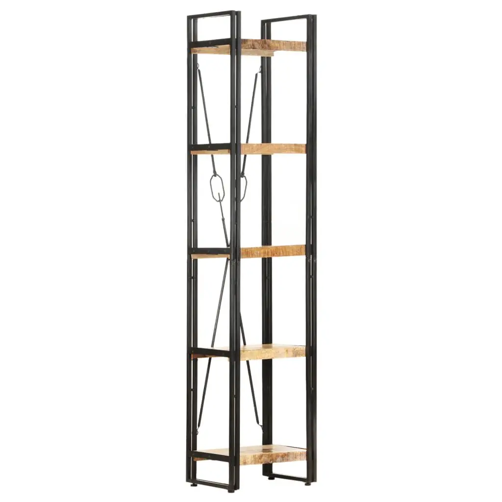 5-Tier Bookcase 15.7x11.8x70.9 Inches Solid Mango Wood Bookshelf