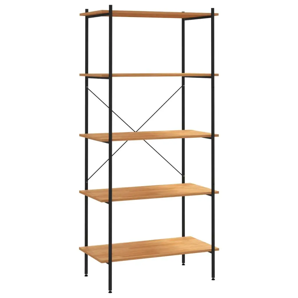 Black and Oak 5-Tier Shelving Unit 31.5x15.7x64.2 Inches