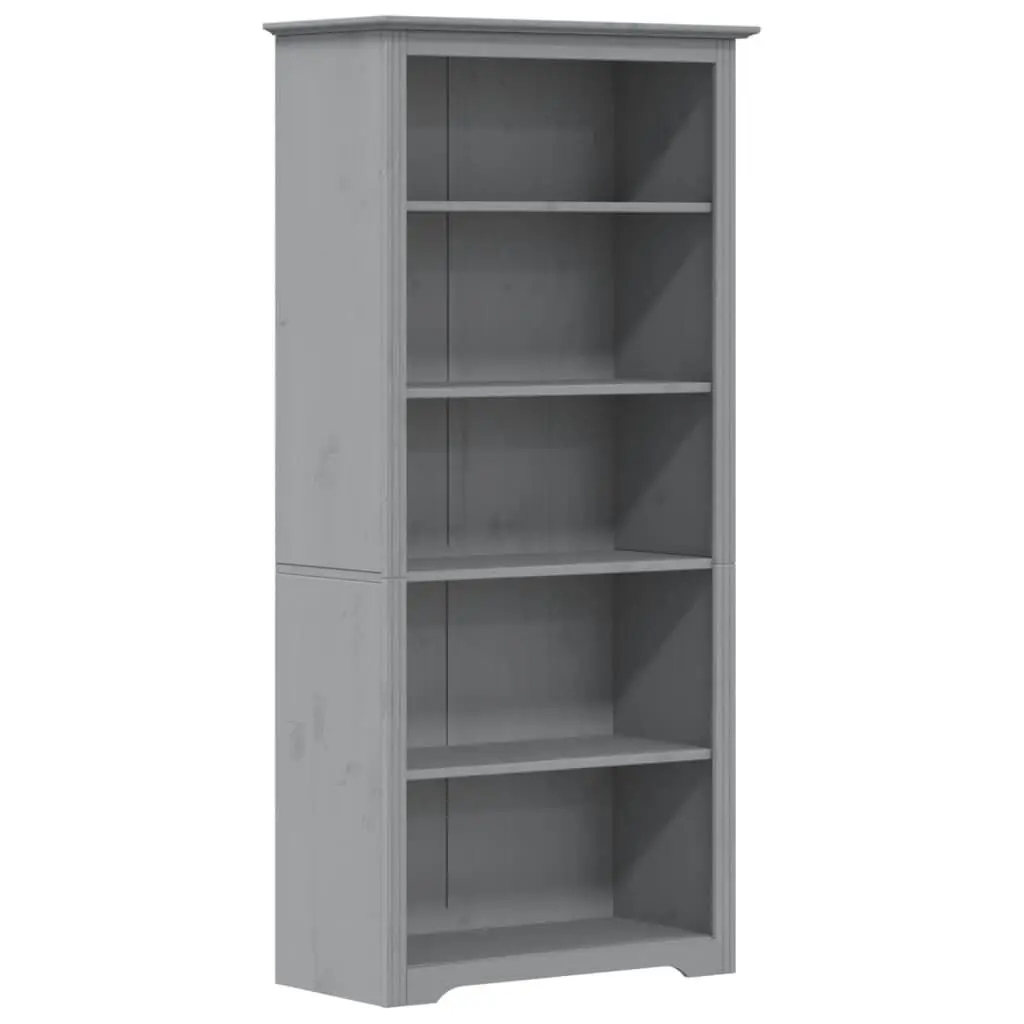 BODO 5-Tier Bookcase Gray 32.3x15.7x68.1 Inches Solid Wood Pine Home Office