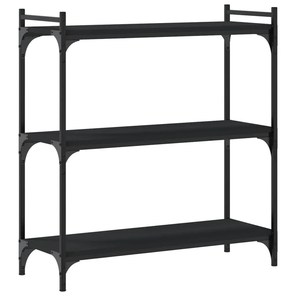 Bookcase 3-Tier Black 31.5x11.8x33.9 Inches Engineered Wood Storage Shelf