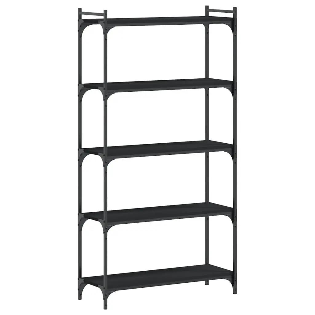 Bookcase 5-Tier Black 31.5x11.8x60.6 Inches Engineered Wood Storage Shelf