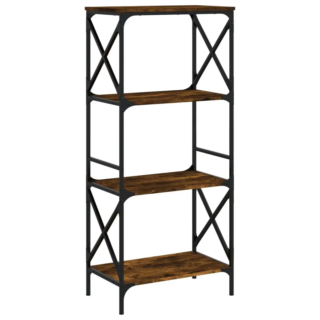 Bookcase 4 Tier Smoked Oak 23.2 Inches Engineered Wood Storage Shelf