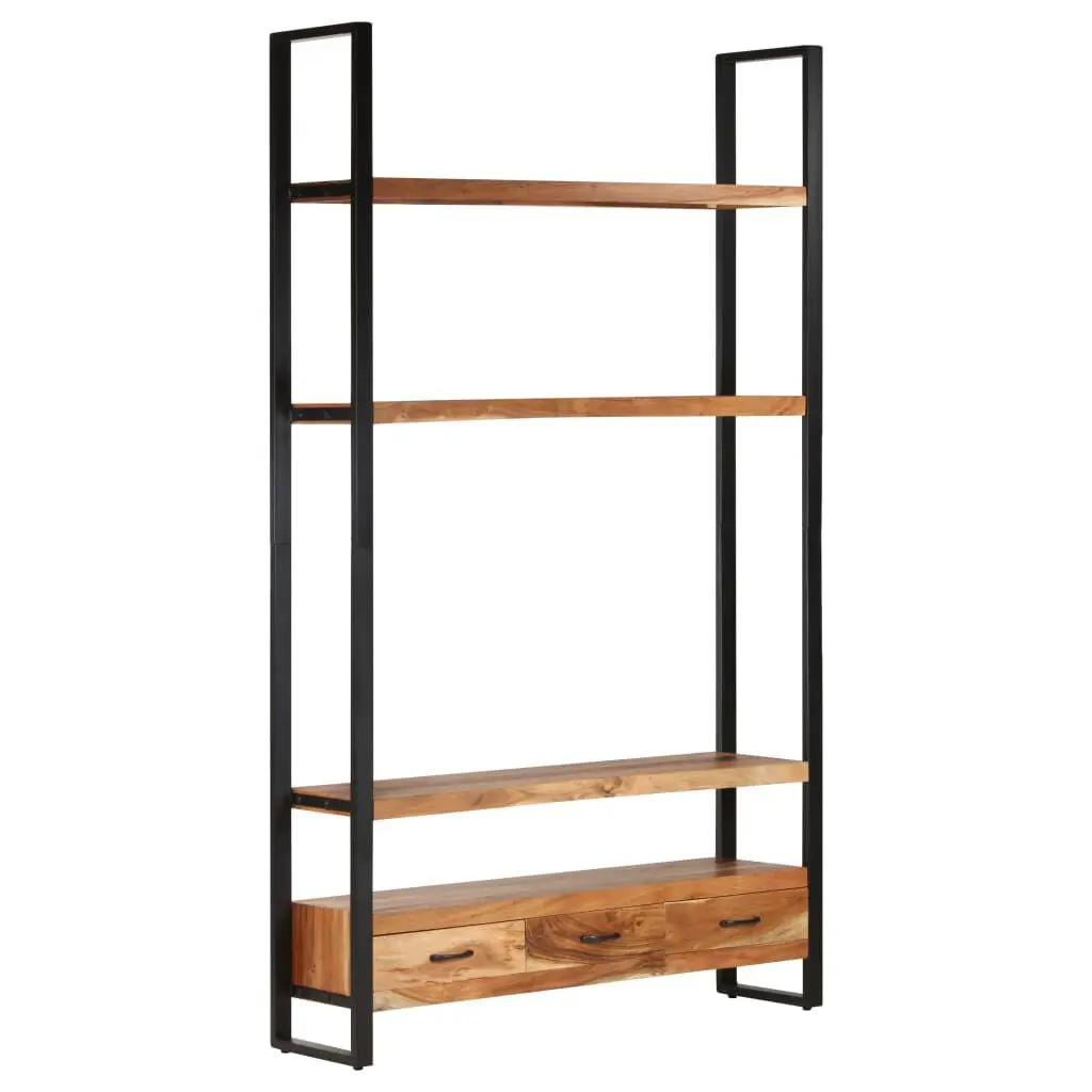 Bookshelf 46.5x11.8x78.7 Inches Solid Wood Acacia Freestanding Storage