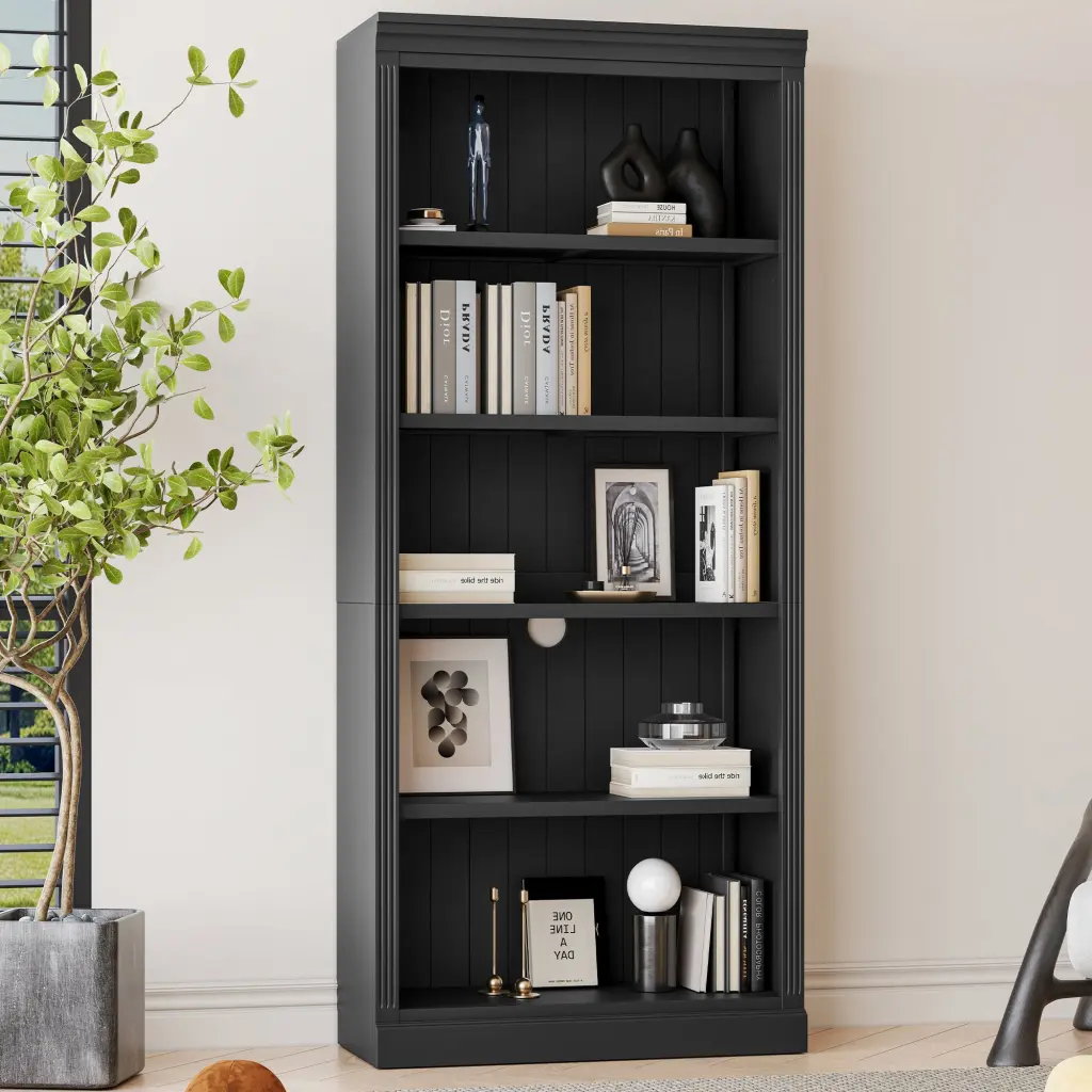 83 Inch Tall Wood Bookcase 5 Tier Adjustable Shelves Home Decor bunny c furniture