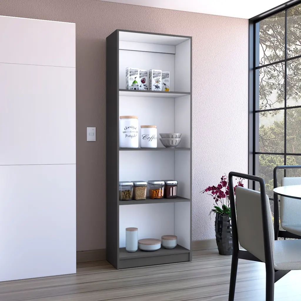 Vinton Bookcase Spacious Tier Shelving Design Matt Gray White depot e-shop