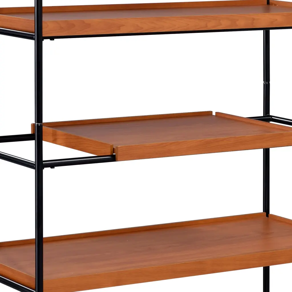 Honey Oak And Black 6 Shelf Publication Shelf Oak Etagere Horizontal Primary furniture max