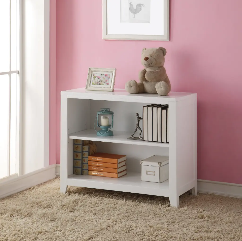 White 2 Shelf Bookcase Home or Office Horizontal Storage furniture max