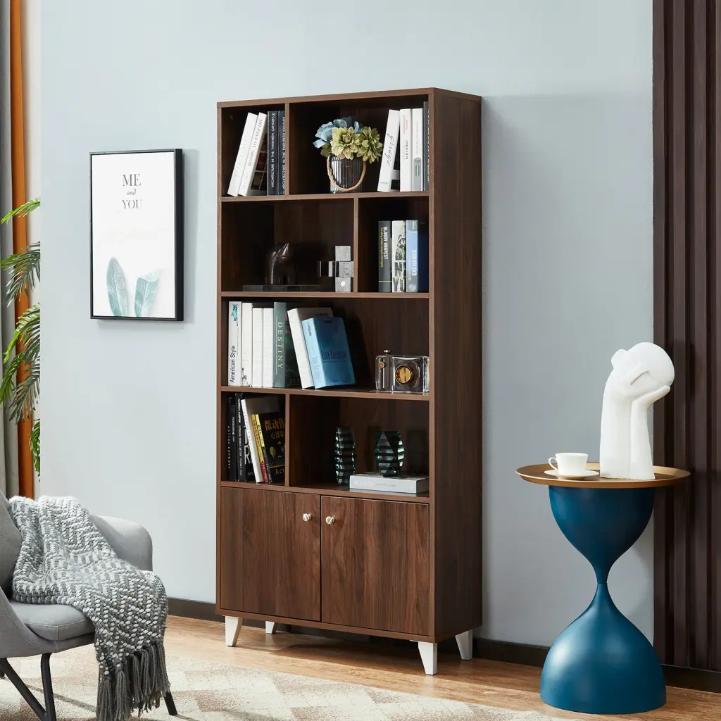 Bookcase, Publication Shelf, Walnut Old Sku:Am180710 H Walnut Closed Back Timber jaydenmax