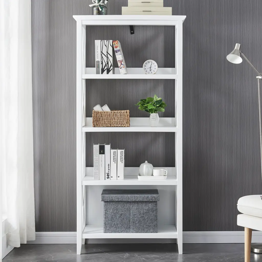 White Timber MDF Bookcase Publications and Bookshelf Storage jaydenmax