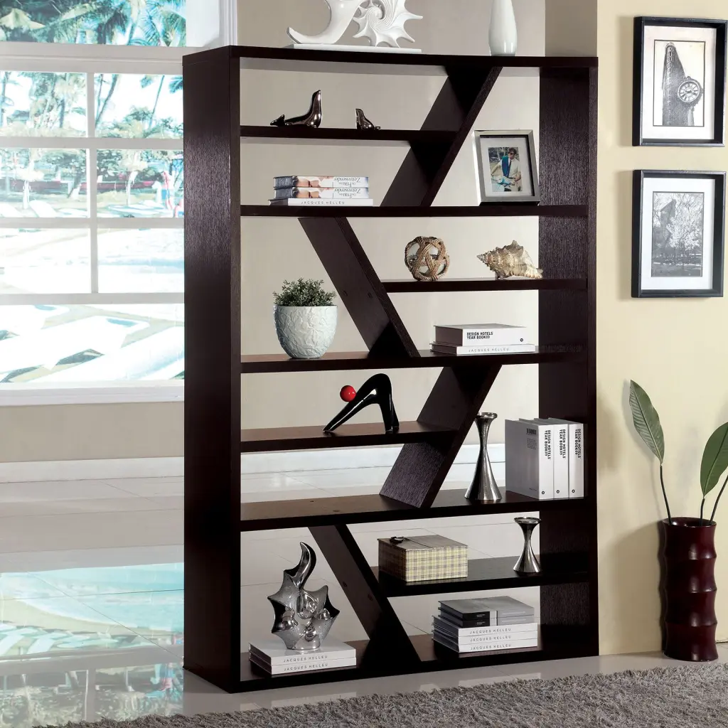 Gorgeous Contemporary Espresso Finish Presentation Shelf Solid Wood Storage kanepe