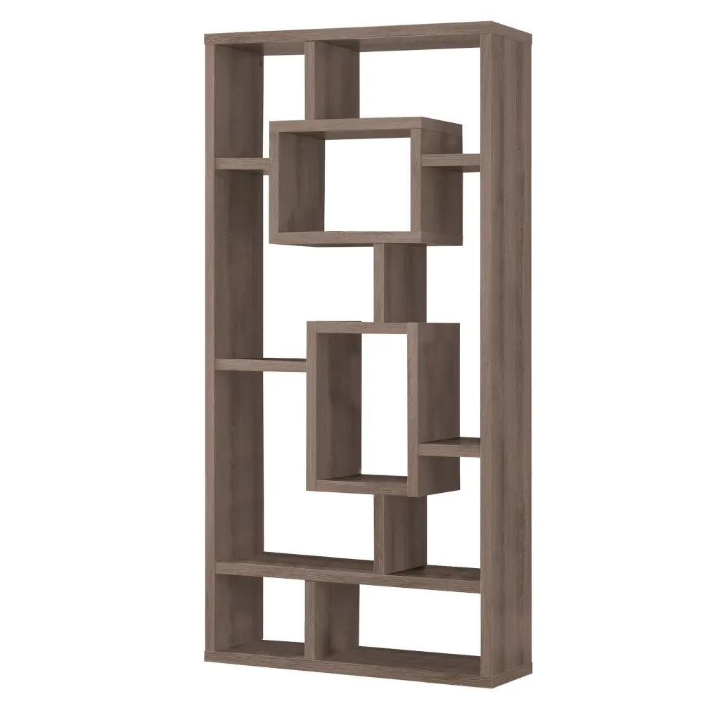 Splendid Geometric Cubed Rectangular Bookcase Gray Wood royal hampton