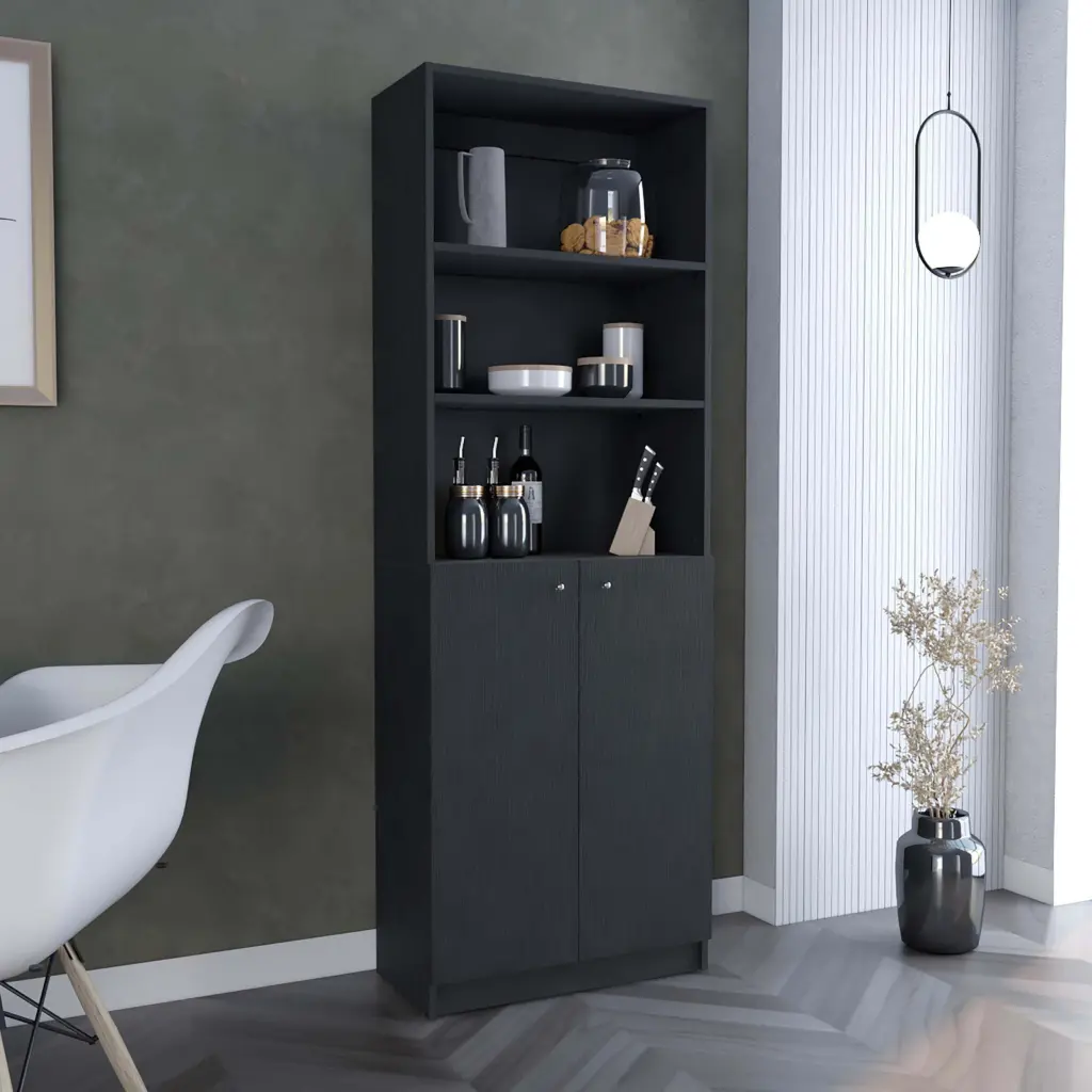 Home 2 Door Bookcase Modern Storage Unit Dual Doors And Multi Tier Shelves rta mubles colombia