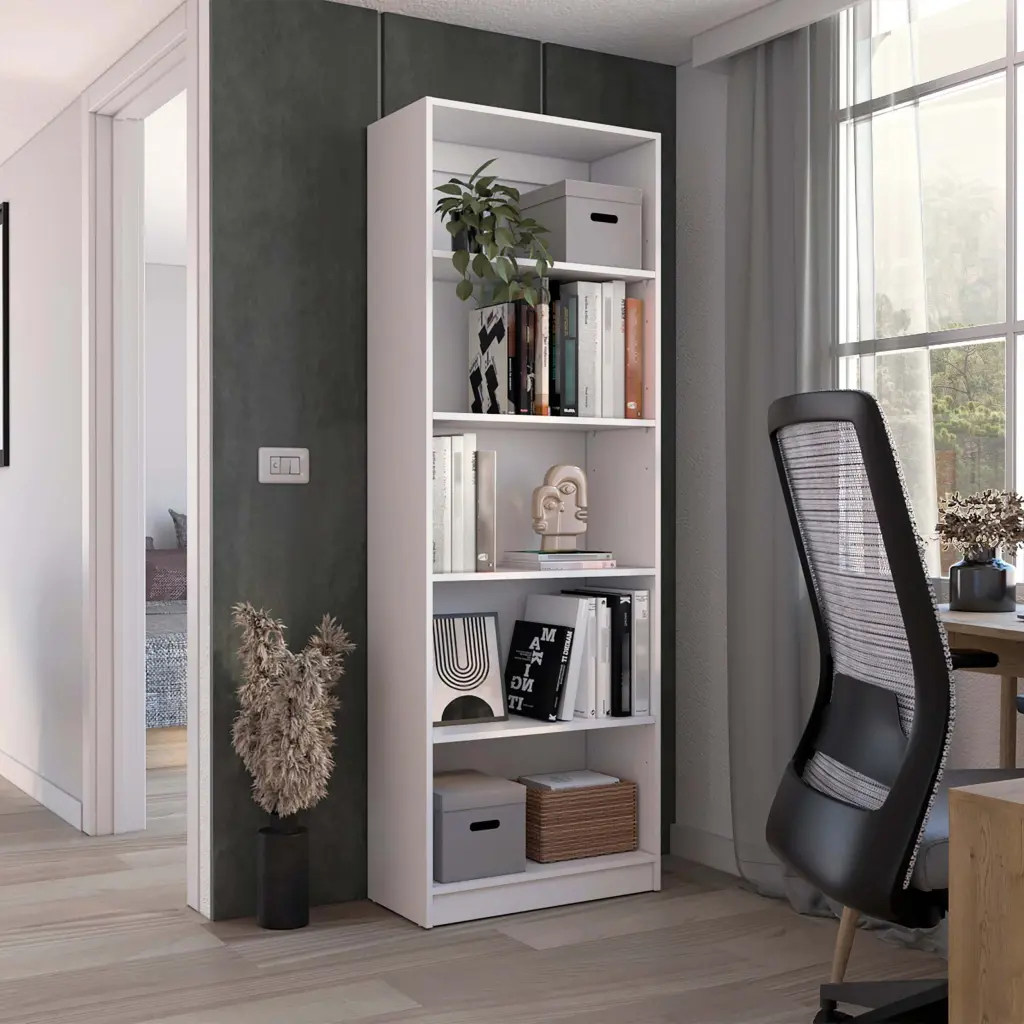 Home 4 Shelves Bookcase Multi Tiered Storage White Stationery rta mubles colombia