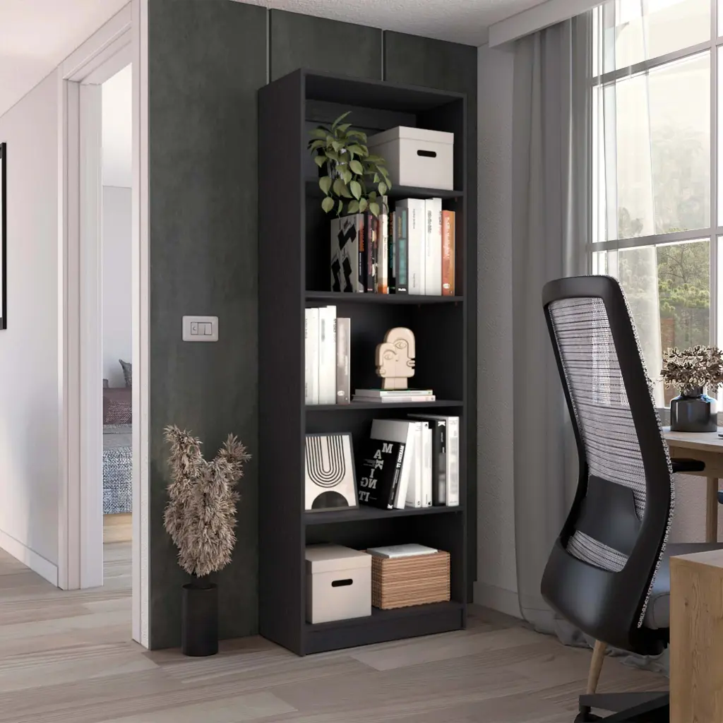 Home 4 Shelves Bookcase Multi Tiered Storage Black Stationery Shelf rta mubles colombia