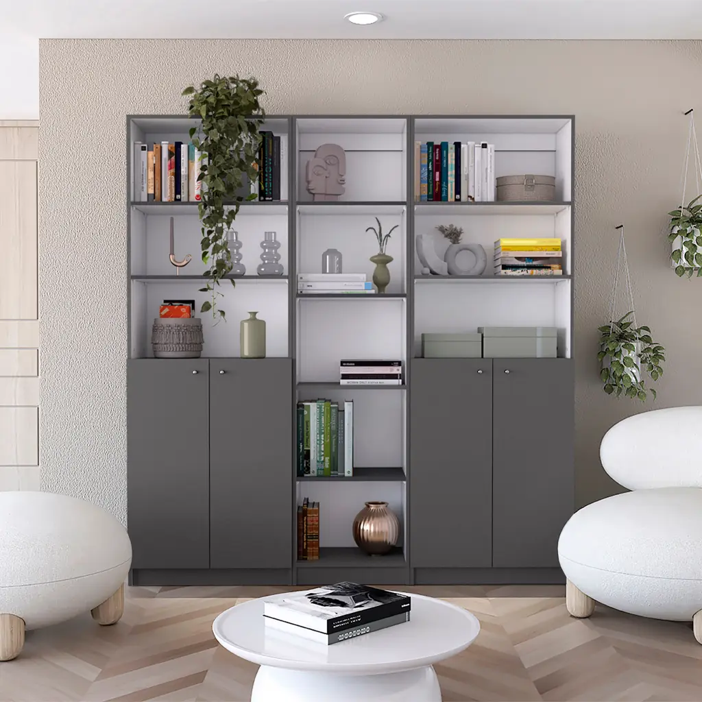 Acres 3 Piece Home Bookcase Set 67 Inch Wide 11 Shelves and Two Double Doors rta muebles colombia