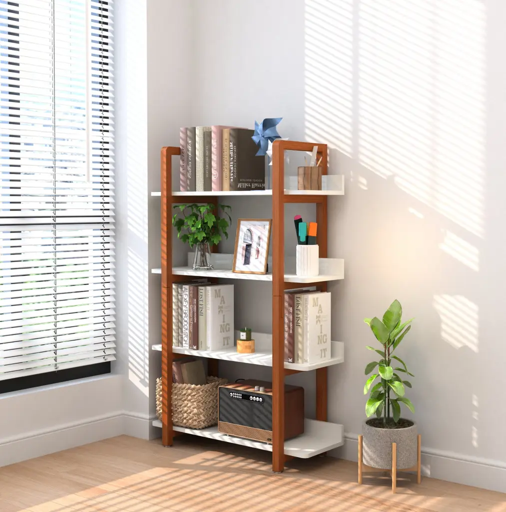 Multifunction Solid Wood Bookcase Plant Stand smarthome furniture