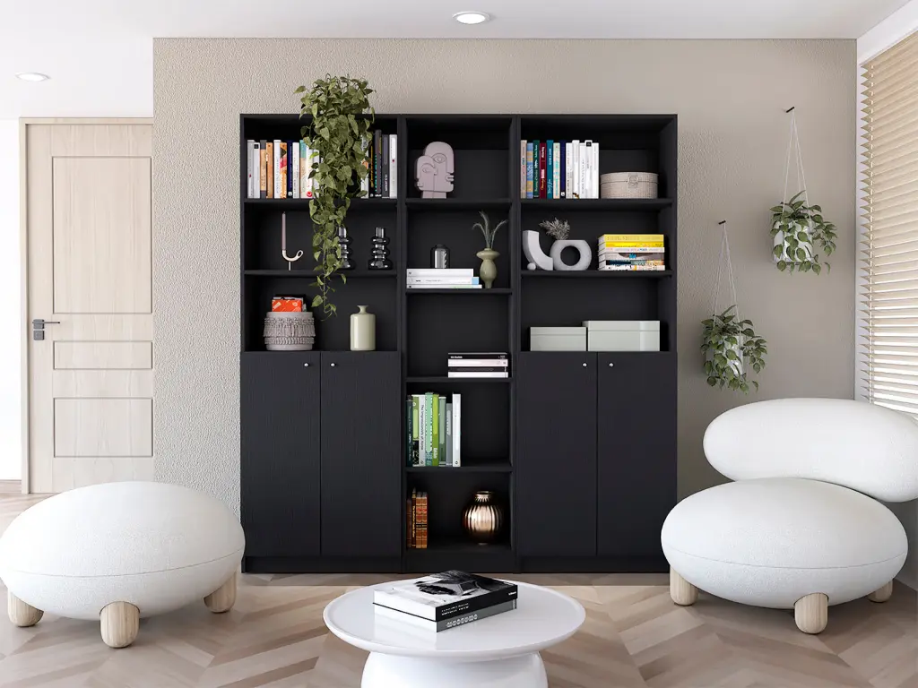 Acres 3 Piece Home Bookcase Set 67 Inch Wide 11 Shelves and Two Doubles tuhome