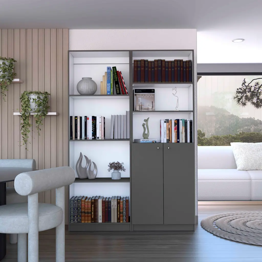 Dupree 2 Piece Home Bookcase Set 49 Inch Wide 9 Shelves Living Room Modern Bookshelf tuhome