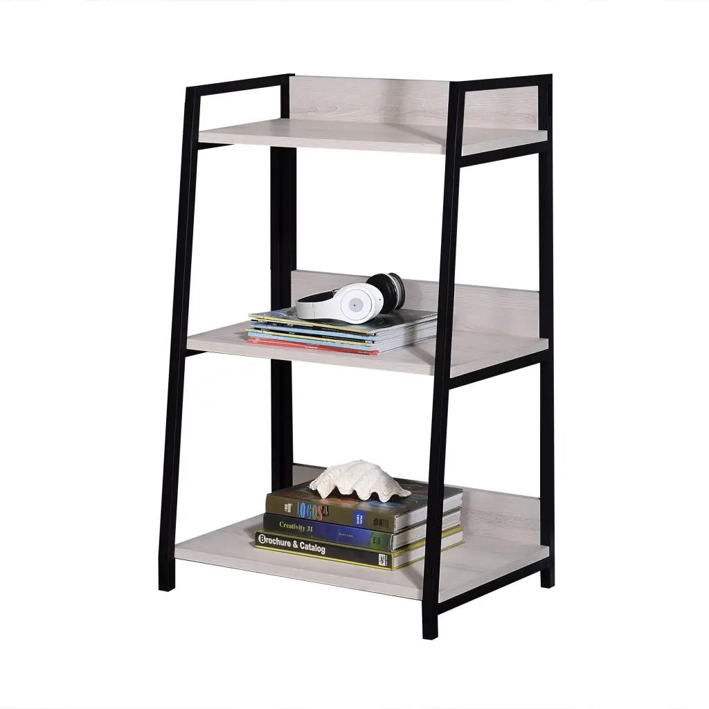 Wendral Natural & Black Finish Bookshelf Black Natural Metal Synthetic Wood urban nest