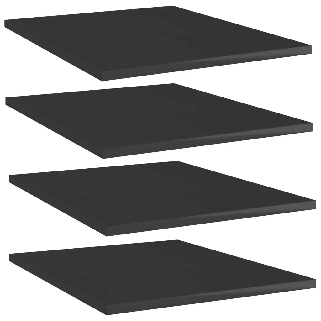 Bookshelf Boards 4 pcs High Gloss Black 15.7x19.7x0.6 Inches Engineered Wood