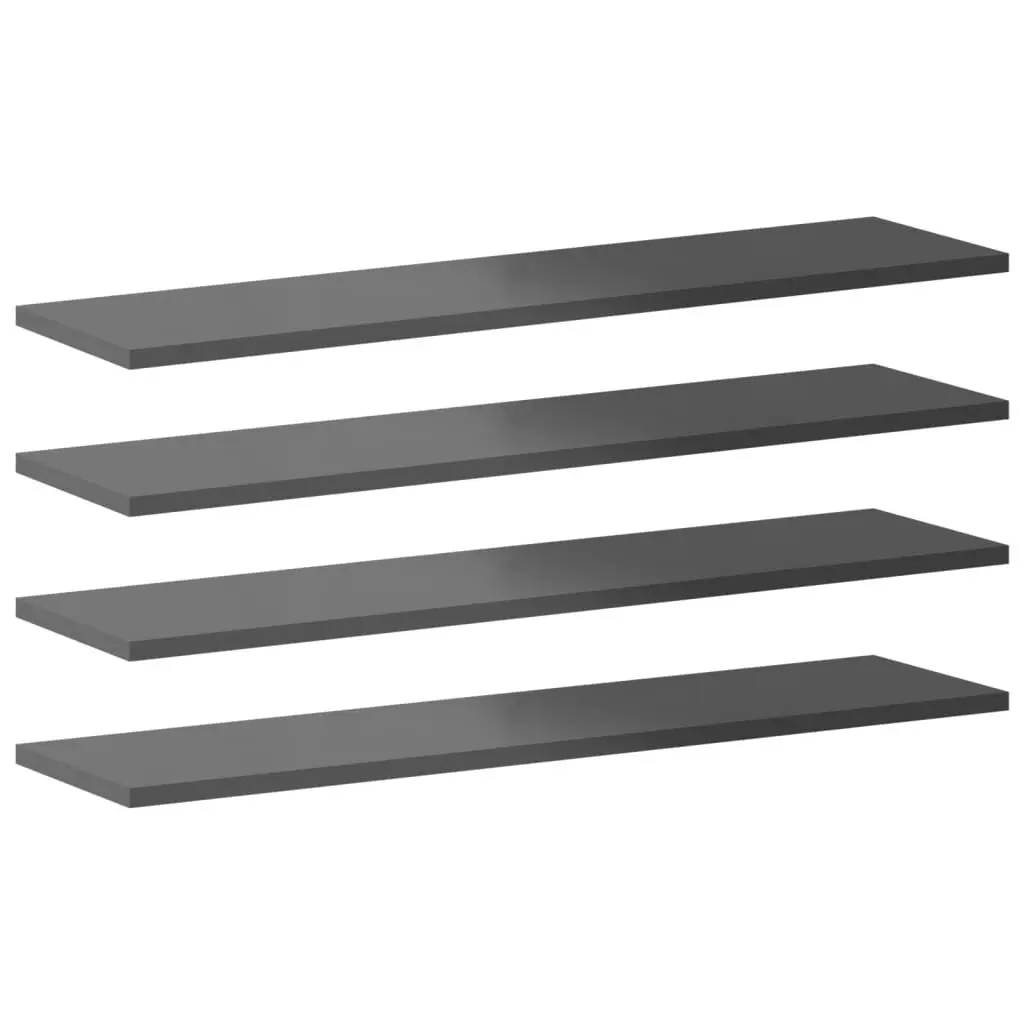 Bookshelf Boards 8 pcs High Gloss Gray 31.5x7.9x0.6 Engineered Wood