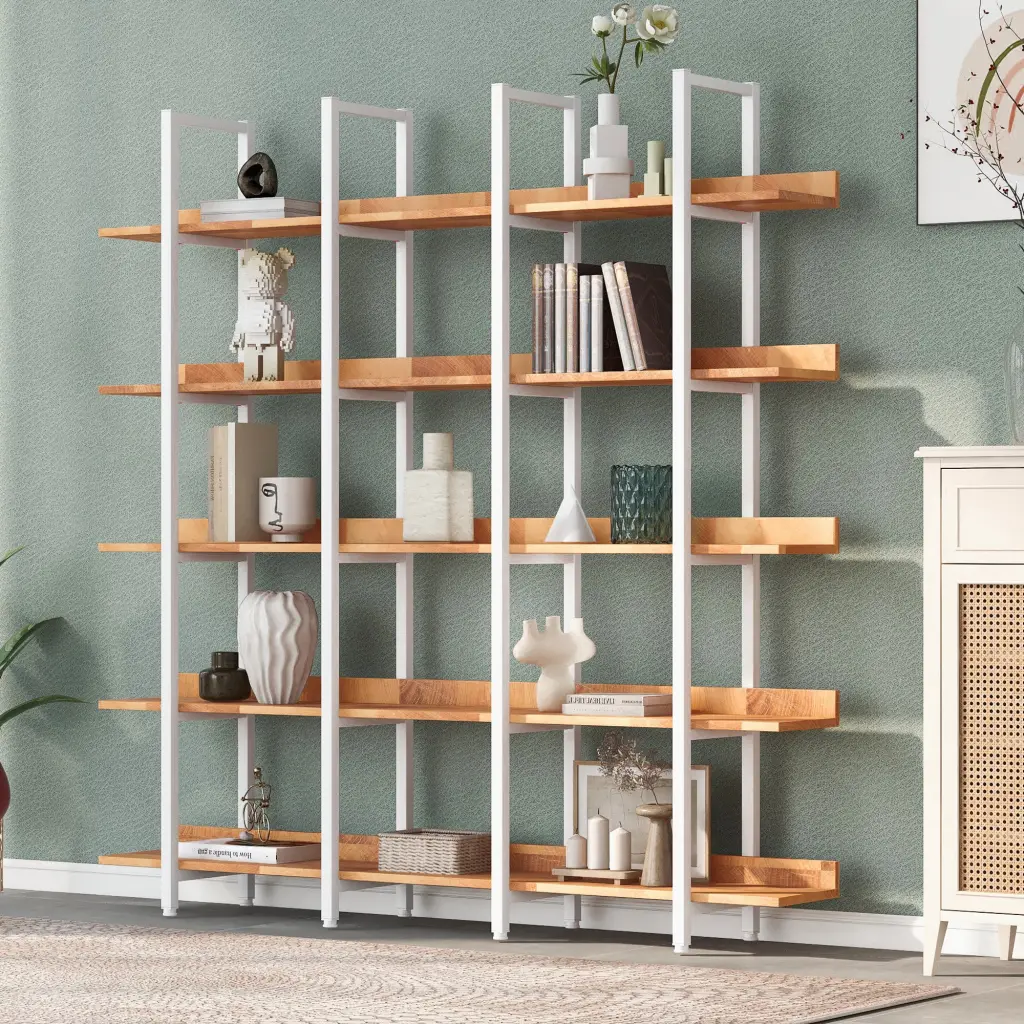 5 Tier Bookcase Home Office Open Bookshelf Vintage Industrial Style by