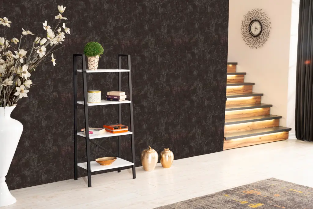 Leon 5 Tier Modern Ladder Bookshelf Organizer Metal Frame furnia