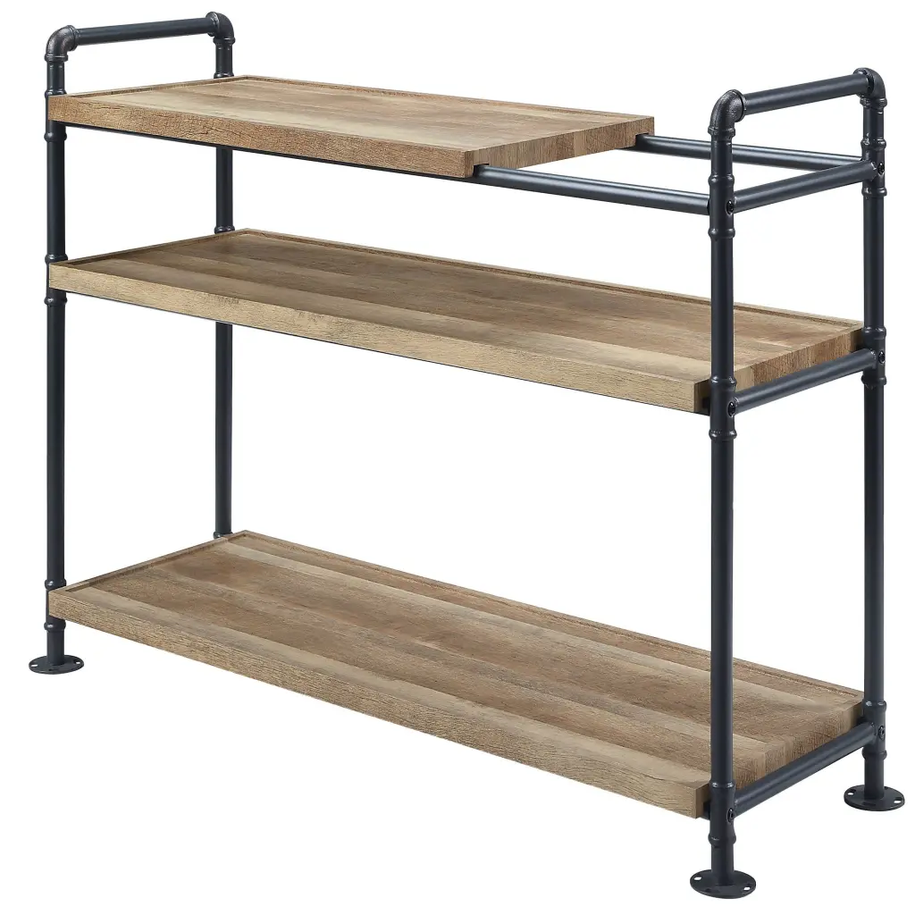 Mankato Oak and Sandy Black 3 Shelf Bookshelf - Horizontal Open Bookshelf furniture max