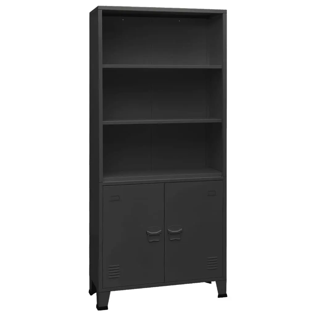 Industrial Steel Bookshelf Anthracite 31.5x12.6x70.9 Inches Office or Living Room