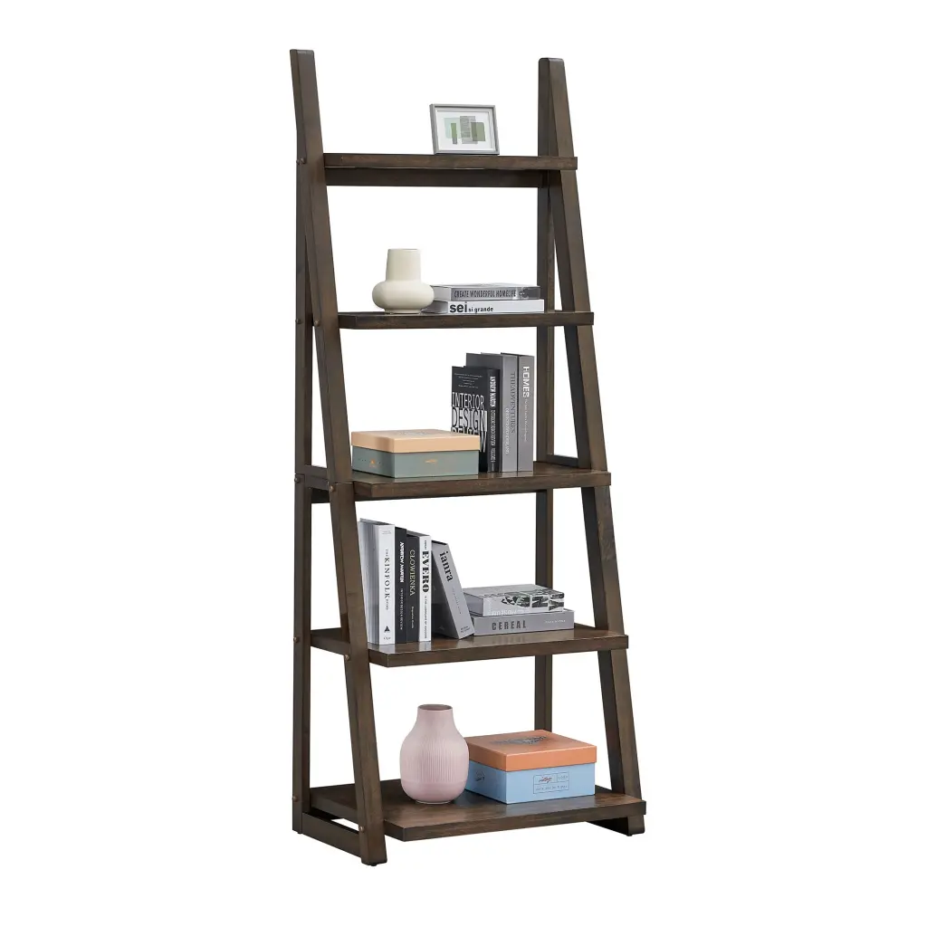 5 Tier Shelves Publication Storage Rack Bookcase Elastomer Timber Frame justone
