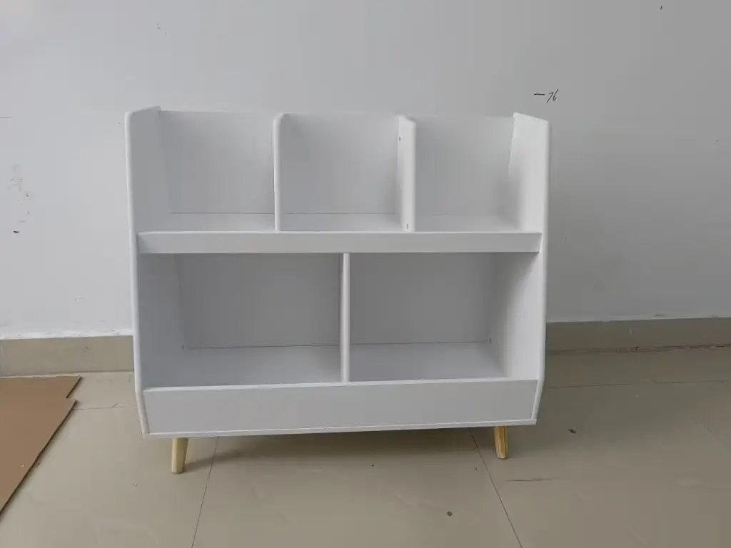 5 Cubbies Wooden Kids Bookshelf Toy Storage - 2 Tier Open Bookcase moonriver