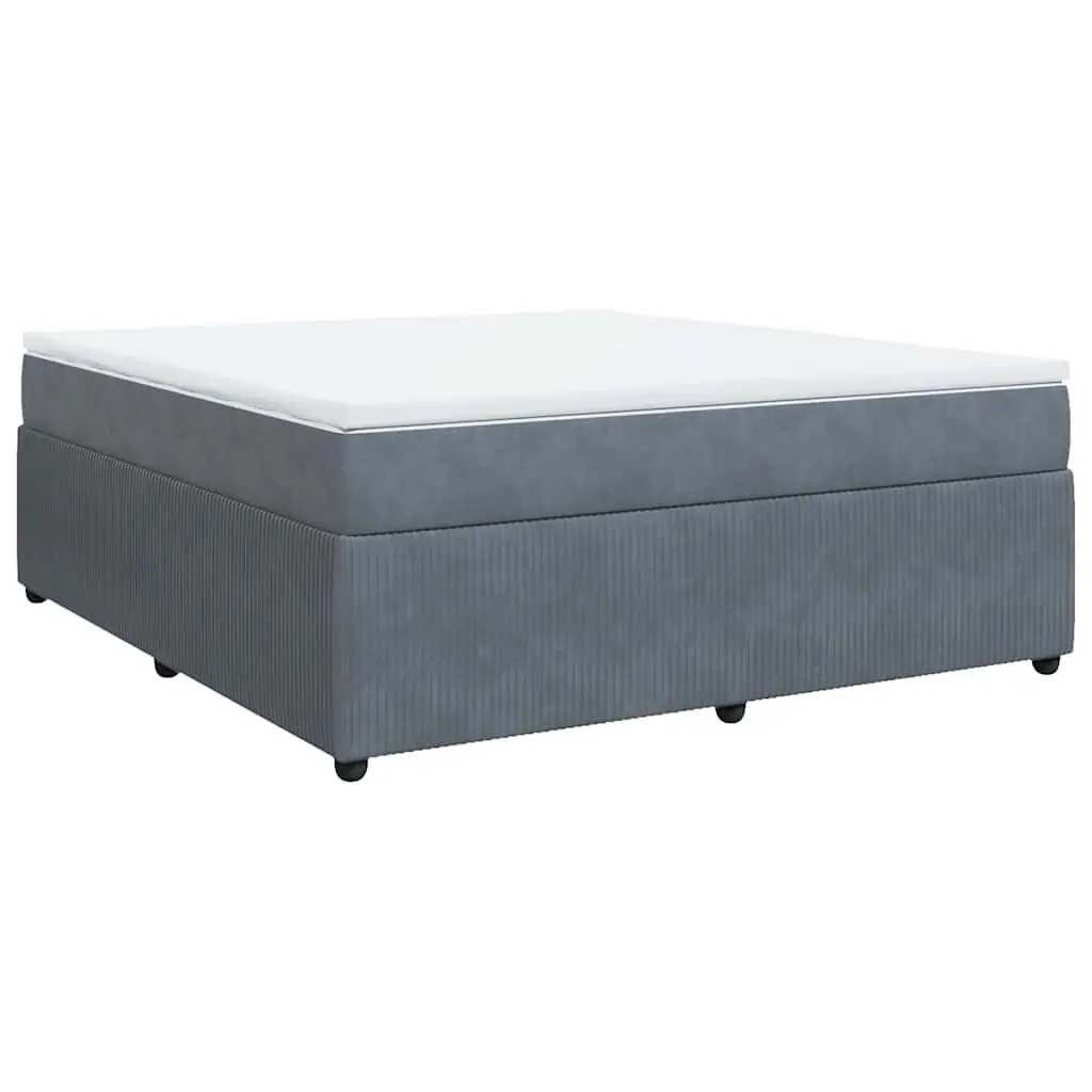 Box Spring Bed Mattress Dark Gray King Velvet Upholstered