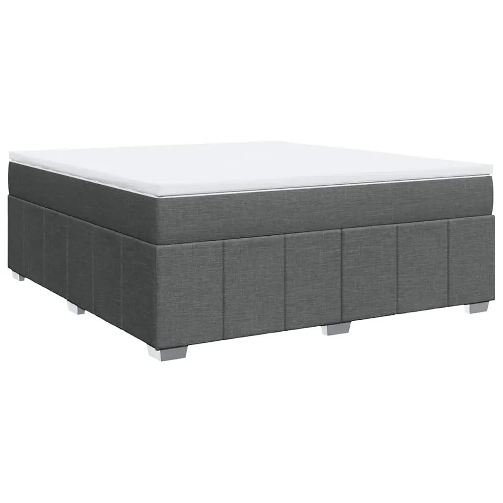 Box Spring Bed Mattress Dark Gray California King Fabric Bedroom Furniture