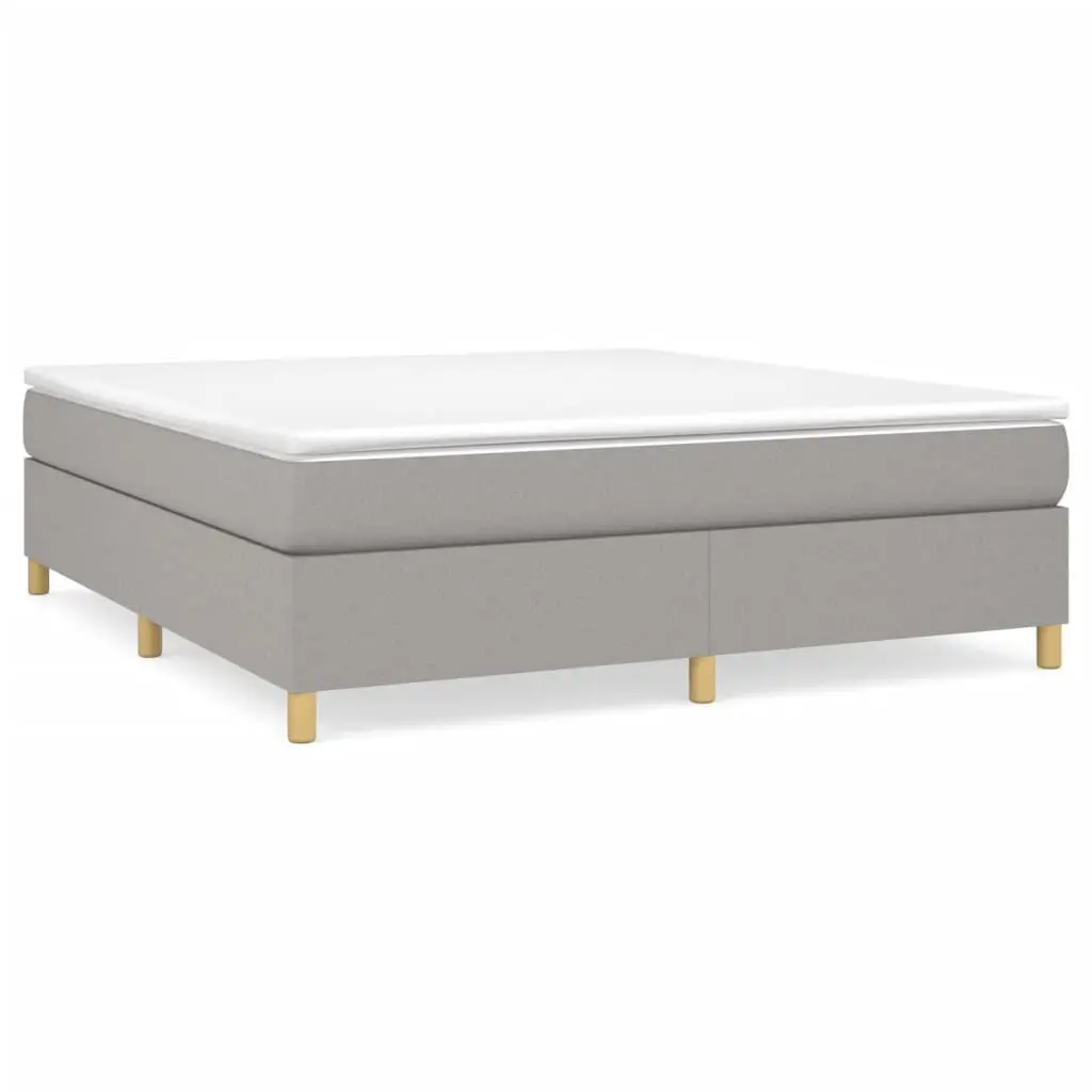 California King Box Spring Bed Mattress Light Gray Fabric 72x83.9 Inches
