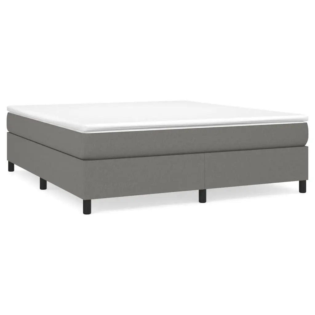 California King Box Spring Bed Mattress Dark Gray Fabric 72x83.9 Inches