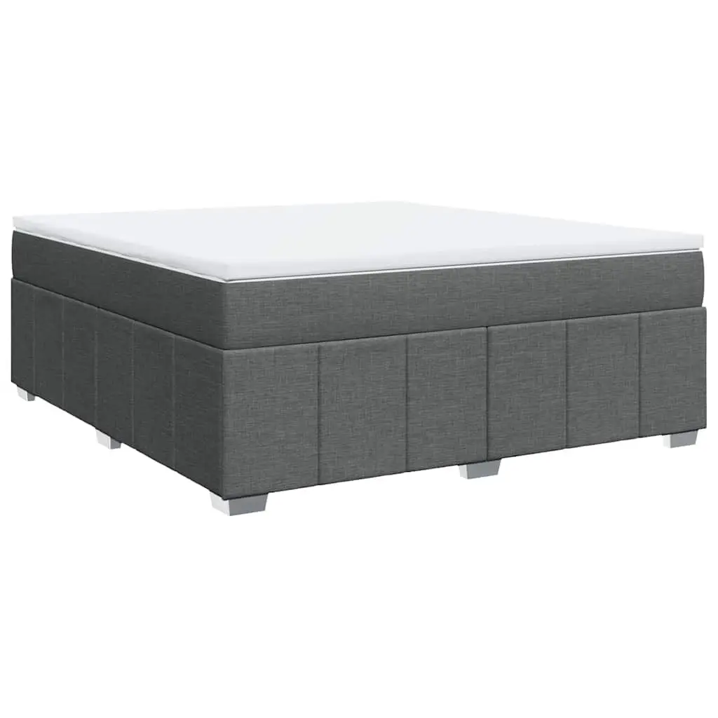 Dark Gray King Size Box Spring Bed Mattress - Fabric Upholstered