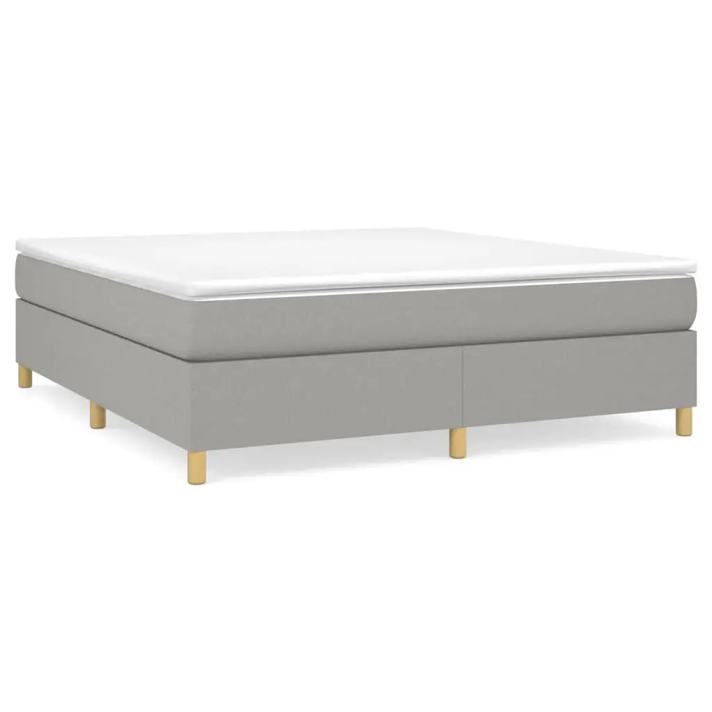 King Size Box Spring Bed Mattress Light Gray Fabric 76x79.9 Inches