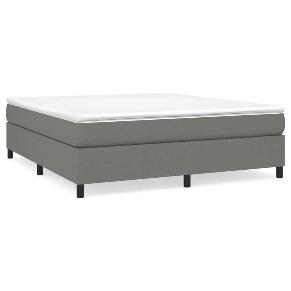 King Size Box Spring Bed Mattress Dark Gray Fabric 76x79.9 Inches