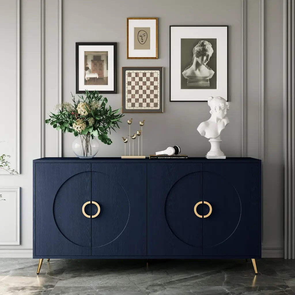 Modern Lacquered 4 Door Wooden Cabinet Sideboard Buffet Server Cabinet fs furniture