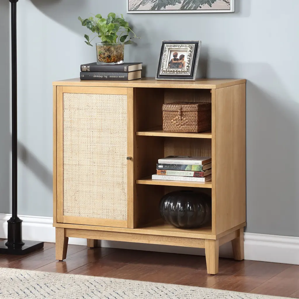 Buffet Cabinet Storage Natural Rattan Decor fullbarn e-commerce