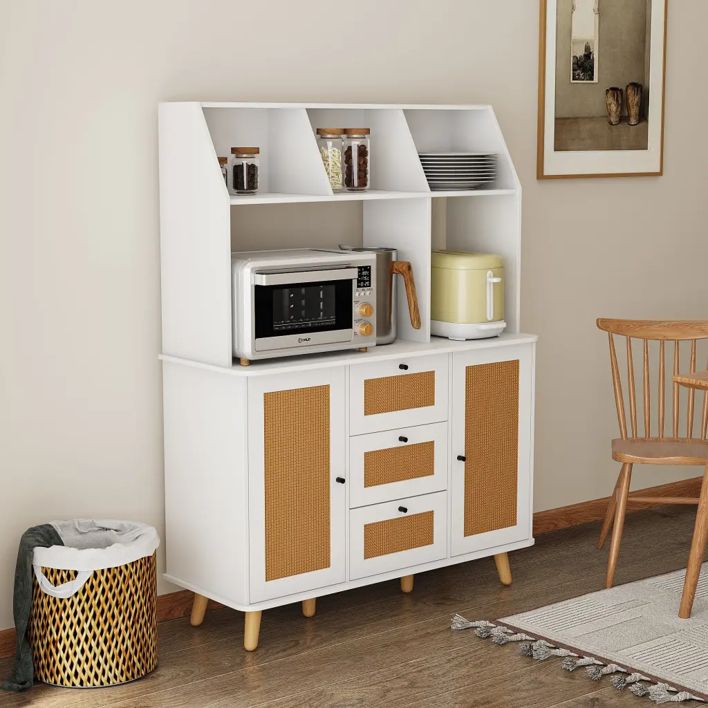 Cabinet Rattan Door and 3 Drawers Floor Cabinet Storage Buffet shouguang simaite trade co.ltd